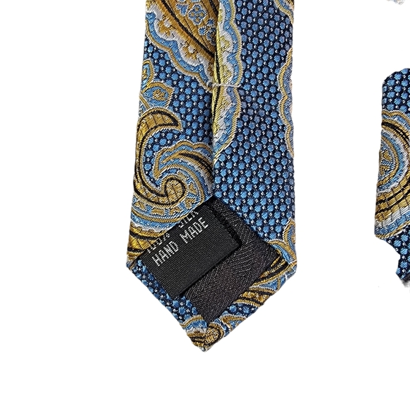 Bruno Piattelli Roma Regal Blue/Gold Paisley Men's Tie - Picture 12 of 14